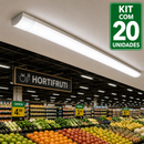 Kit 20 Luminária Linear Led Sobrepor 45w Branco Frio