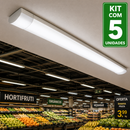 Kit 05 Luminária Linear LED Sobrepor 45w Branco Frio
