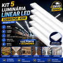 Kit 05 Luminária Linear LED Sobrepor 45w Branco Frio