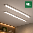 Kit 02 Luminária Linear LED Sobrepor 60w Branco Frio