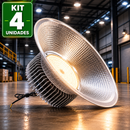 Kit 04 Luminária Industrial LED 200W High Bay Potente