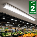Kit 02 Luminária Linear LED Sobrepor 60w Branco Frio