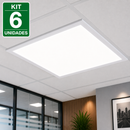 Kit 06 Painel LED Embutir 62x62cm Slim 48W Branco Frio