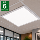 Kit 06 Painel LED Embutir 62x62cm Slim 48W Branco Neutro