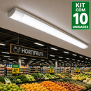 Kit 10 Luminária Linear LED Sobrepor 45w Branco Frio