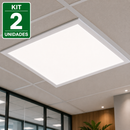 Kit 02 Painel LED Embutir 62x62cm Slim 48W Branco Neutro