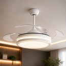 Ventilador Teto Branco Retrátil LED 3 Cores Controle Remoto